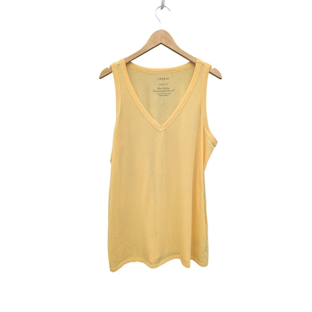 Pastel Summer yellow v neck torrid tank top plus size 1X costal Cruise Vacation